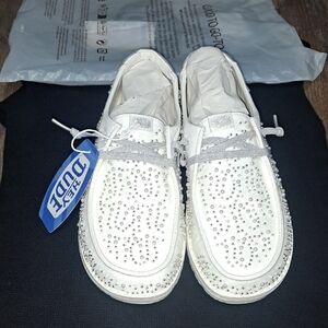 Hey Dude Wendy Bridal Pearl White/silver Size W10